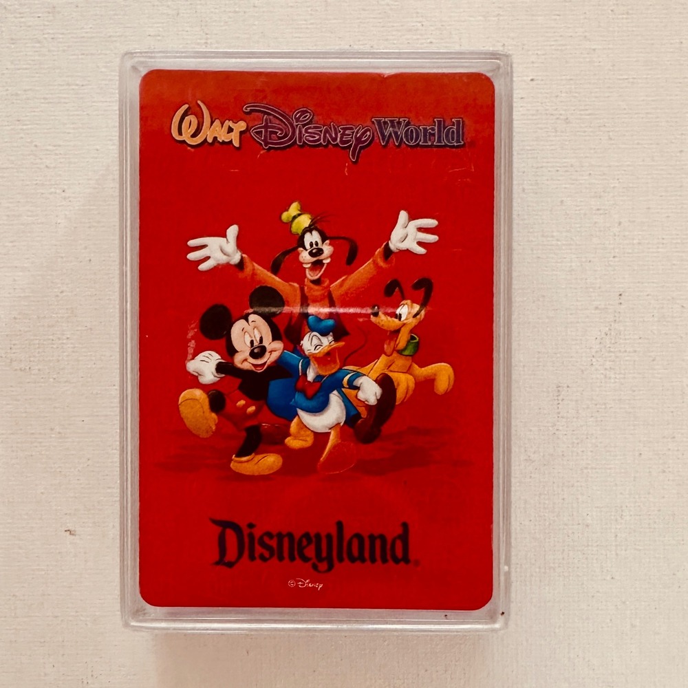 Vintage Walt Disney World Disneyland Playing Cards Mickey Mouse Goofy Red Deck